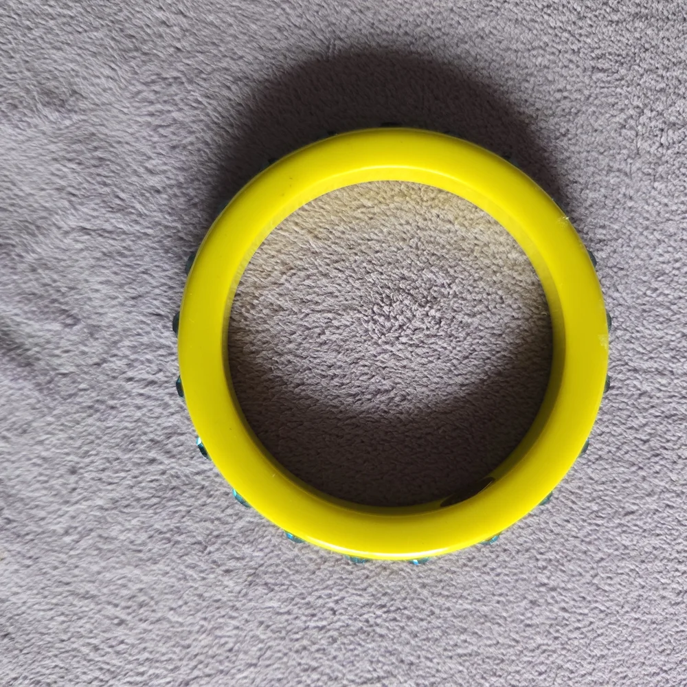 Juicy Couture Yellow Bangle Bracelet with Blue Rhinestones - Picture 3 of 6